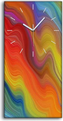 Produktbild von Leinwand Uhr Küche Wohnzimmer Bild Quarz 30x60 Malerei Abstrakte Kunst Bunt - weiße Hände