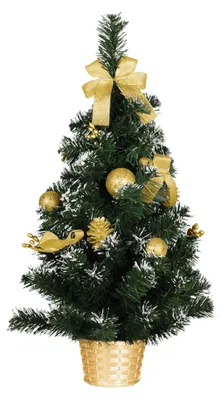 Immagine prodotto di albero decorato in oro, 60 cm, innevato