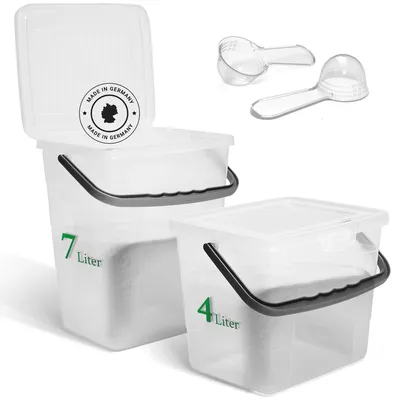 Aufbewahrungsboxen-Set 4+7 l transparent mit Deckel und Dosierlöffel