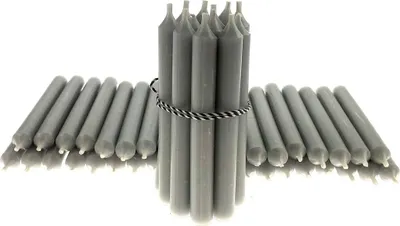 Produktbild von Stabkerzen aus Paraffin, 110/13 mm, Grau, KERZENFARM HAHN, Brenndauer ca. 2h, 49 Stück pro Verpackung