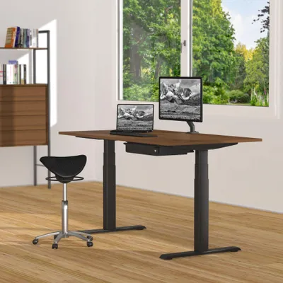 Produktbild von Steh-Sitz Tischgestell E-MORE 2M3S GS schwarz RAL 9017 Höhe 640-1290 mm