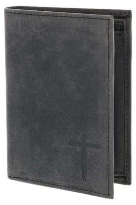 Produktbild von oxmox Leder Geldbörse Leather RFID Protect Kombibörse Freedom Cross Embossed Vintage Black schwarz