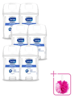 Imagen del producto de 6 unidades de antitranspirante en barra Sanex Maximum Protection, 50 ml cada uno, pack económico