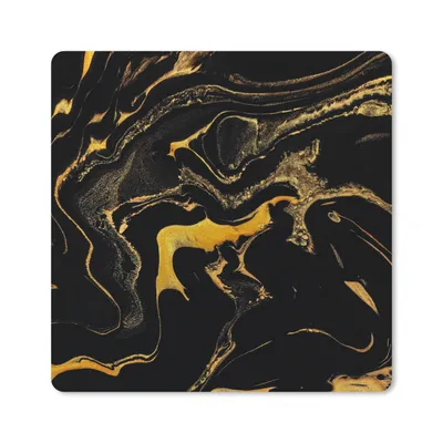 Produktbild von MuchoWow® Mauspad Mousepad Muster - Gold - Schwarz 20x20 cm - Mousepads - Maus Mat - Pad - Mausunterlage - Desk Mat - Bureauartikeln