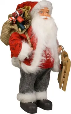 Produktbild von Weihnachtsmann LEEVI 30 cm Deko Figur Weihnachten Nikolaus Santa Claus stehend Schlitten