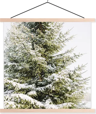 Produktbild von MuchoWow® Textilposter Winter - Baum - Schnee 60x60 cm mit holzfarbenen Rahmen - Wanddekoration