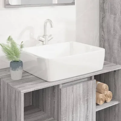 Produktbild von ZMH Waschbecken Weiß 48x37x13 cm Keramik Rechteckig