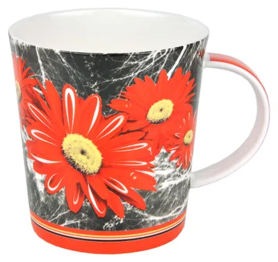 Produktbild von 2er Set Becher Diamantporzellan Modern Gerbera-Dekor - 4742