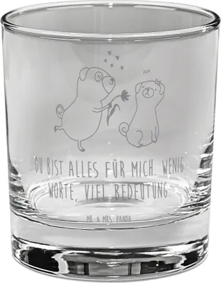 Produktbild von Mr. & Mrs. Panda Glas Mops Verliebt - Transparent - Geschenk, Pure Liebe, Knuffig, Tierliebhaber, Longdrinkglas, Tumbler, Hund, Trinkglas, Cocktailglas