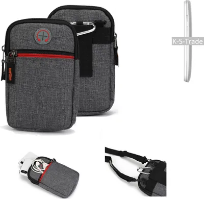 Produktbild von K-S-Trade Holster Gürteltasche kompatibel mit Motorola Moto E Handy Tasche Schutz Hülle grau Zusatzfächer 1x