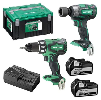 Image de Pack HIKOKI KC18DPL Perceuse visseuse DS18DBSL + Boulonneuse à choc WR18DBDL2 (2 x 5,0 Ah)
