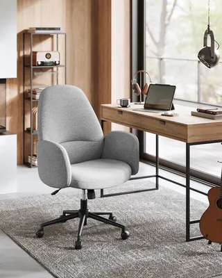 Produktbild von SONGMICS HOME Drehstuhl, Bürostuhl, Schreibtischstuhl, höhenverstellbar, modern, Rückenlehne, Armlehnen, breiter Sitz, Baumwoll-Leinen-Mischgewebe