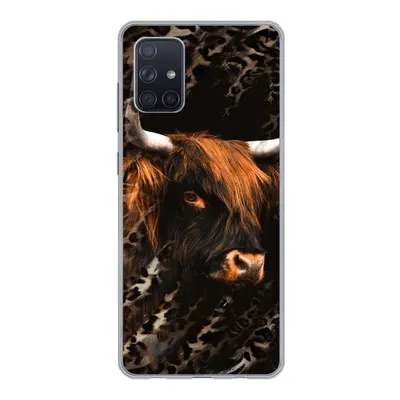 Produktbild von MuchoWow® Handyhülle Schutzhülle Hülle für Samsung Galaxy A51 Schottischer Highlander - Pantherdruck - Schwarz Silikon Softcase Handy Hülle - Schutzabdeckung