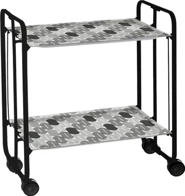Produktbild von DON HIERRO - Klappbarer Servierwagen BAUHAUS mit Rollen – Metallgestell schwarz, 2 Ebenen, 4 Positionen