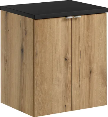 Produktbild von Waschtischunterschrank 50cm, in Eiche und schwarz, NEWPORT-56-OAK