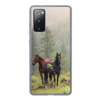 Produktbild von MuchoWow® Handyhülle Schutzhülle Hülle für Samsung Galaxy S20 FE Pferde - Wald - Nebel Silikon Softcase Handy Hülle - Abdeckung