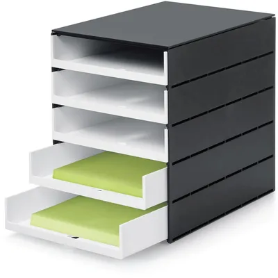 Produktbild von Styro 14-8001.92, 5 Schublade(n), Polystyrene, Schwarz, Weiß, 243 mm, 335 mm, 323 mm