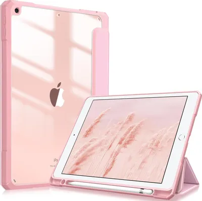 Produktbild von Fintie Hybrid Hülle für 10.2 Zoll iPad 9. Generation 2021/8. Gen 2020/7. Gen 2019 mit Stifthalter - Stoßfeste Schutzhülle mit transparenter Hartschale auf der Rückseite, Rosa