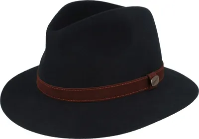 Borsalino feiner Hasenhaarhut Rustico Traveller mit Lederband in blau