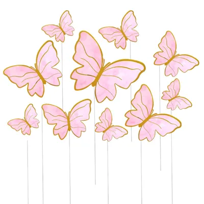 10 Schmetterlings-Cupcake-Topper, Torten-Dekoration, Rosa, 3-9,1 cm