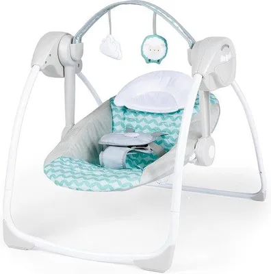 Immagine prodotto di Altalena per bambini, 6 posizioni, arco giochi, cintura di sicurezza a 5 punti, 3-9 mesi