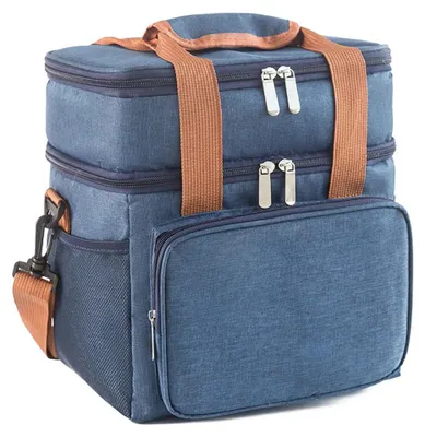 Image de Sac isotherme pour déjeuner - Sac thermique isolé - Grande capacité - Double épaisseur - Tissu Oxford résistant aux éclaboussures - Maintient les aliments chauds et froids - Bandoulière amovible - Bleu