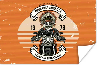 Produktbild von MuchoWow® Poster Motorrad - Skelett - Indisch - Retro 30x20 cm - Plakate - Print