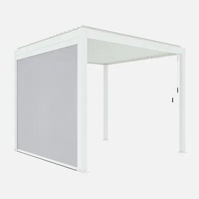 Produktbild von sweeek - Pergola mit Lamellendach Triomphe 3x3m V2 mit Markise 3m - Weiß