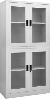 Productafbeelding van Kantoorkast 90x40x180 cm staal en gehard glas lichtgrijs