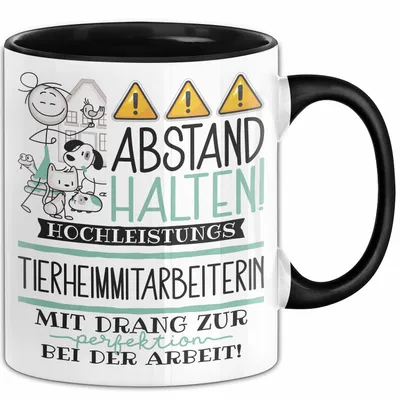 Produktbild von Tierheimmitarbeiterin Tasse Geschenk Lustig Abstand Halten Hochleistungs-Tierheimmitarbeiterin Mit Drang Zur Perfektion Bei Der Arbeit (Schwarz)