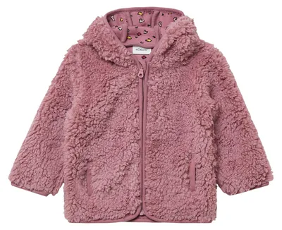 Produktbild von s.Oliver Uni Jacke aus Teddyplüsch mit gemustertem Jersey-Futter