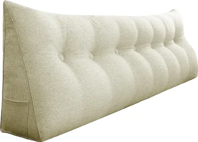 Obrázok produktu pre Ergonomický vankúš na opierku hlavy v ľanovom vzhľade, vankúš na čítanie, klinový vankúš, chrbtový vankúš, odpočinkový vankúš, dekoračný vankúš