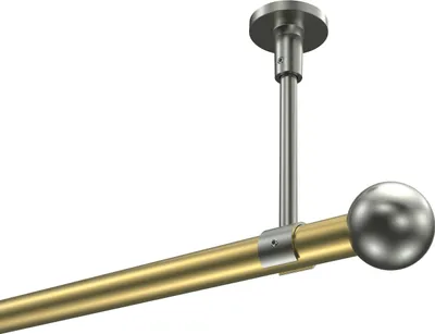 Produktbild von Interdeco Gardinenstange / Vorhangstange Messing-Optik / Edelstahl-Optik, Typ Sonette Luino (Kugel) ohne Ringe, Deckenmontage, 20 mm Ø 1-läufig, 480 cm
