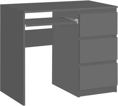 Zdjęcie produktu dla Biurko RADEK 90 cm szare komputerowe 3 szuflady prawe laminowane