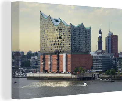 Produktbild von OneMillionCanvasses® - Leinwandbilder - 140x90 cm, Die Elbphilharmonie in Hamburg an der Elbe, Wandbilder Kunstdruck Wanddekoration