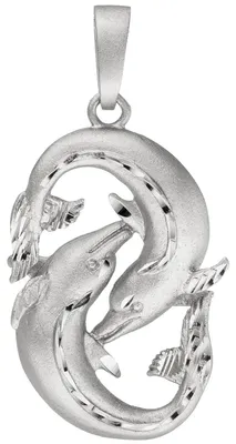 Produktbild von Anhänger Sternzeichen Fische aus 925 Silber, Halsschmuck rhodiniert teilmattiert