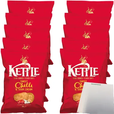 Produktbild von Kettle Chips mit Sweet Chili & Sour Cream (10x130g Packung) + usy Block