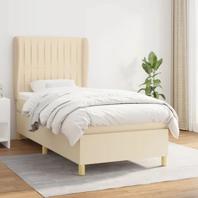Produktbild von The Living Store Boxspringbett mit Matratze Creme 90x200 cm Stoff