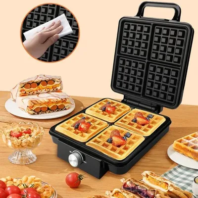 Image de Extralink Home Gaufrier 2200 W Noir pour 4 Gaufres Belges