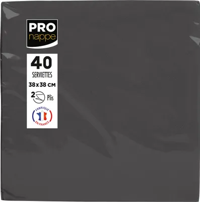 Produktbild von Pronappe 30x Pack 40 Servietten Tissue, 2-lagig 38x38cm Schwarz SV623821I