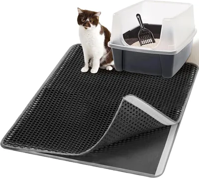 Imagen del producto de Alfombrilla para arenero, de doble capa, 75 x 60 cm, impermeable, antideslizante, para areneros para gatos