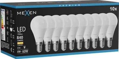 Obrázek produktu pro Mexen Nova 10x LED žárovka E14, G45, 8W, Teplá - 3000K, 840 lm - L101-E14-0830-01x10