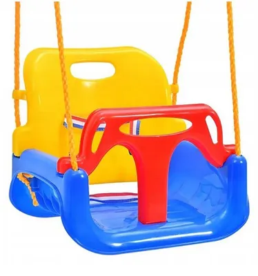 Image de Balançoire 3 en 1 avec dossier pour le jardin, bascule réglable pour enfants