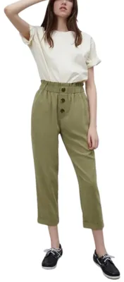 Produktbild von Damenhose ZARA Paperbag Khaki High Waist XS