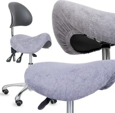 Obrázek produktu pro Habys froté potah pro otočný stoličku Pracovní stolička | Ø 34-40 cm | Napínací potah s gumou | Kosmetický salon Kadeřnictví | Šedá