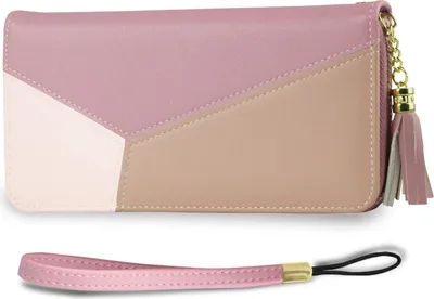 Produktbild von Geldbörse Damen mit RFID Schutz- Geldbeutel groß, Portemonnaie lang, Portmonee, Brieftasche, Damengeldbeutel, Damenbörse, Damengeldbörse, Damenportemonnaie, Wallet Geschenk- Pink