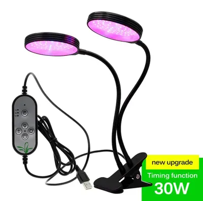 Produktbild von LED-Pflanzenlampe - 30-W-USB-Wachstumslampe - Vollspektrum - Dimmbar - Timerfunktion - 5 V - 4000 K - 400–780 nm