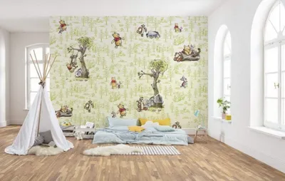 Zdjęcie produktu dla Komar fototapeta flizelinowa "Przyjaciele Kubusia Puchatka" - rozmiar: 300 x 280 cm (szerokość x wysokość), 6 paneli