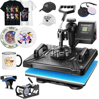 Produktbild von Aufgerüstete 5-in-1-Transferpresse, 29x38 cm, Digitale Schwenkbare Druckmaschine, für T-Shirts, Kappen, Tassen und Teller