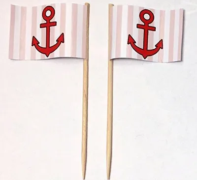 Produktbild von Party-Picker Flagge Anker rot/weiß Papierfähnchen in Spitzenqualität 25 Stück Beutel